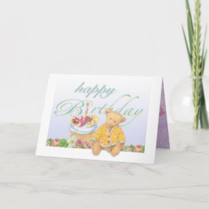 Cartão Illustrated Teddybear Cupcake Birthday