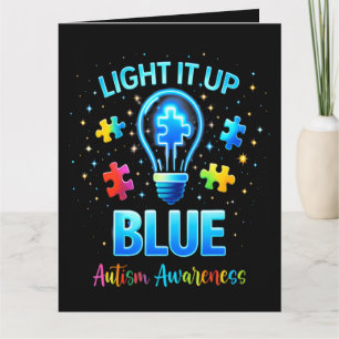 Cartão Ilumine de Azul Conscientização do Autismo Autista
