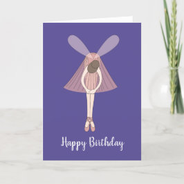 Cartão Ilusima Ballerina Fairy Dark Purple Birthday Card