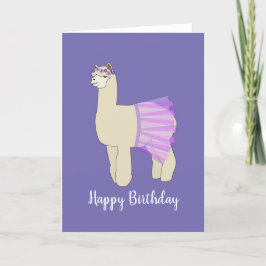 Cartão ilusima Ballerina Llama Aniversário Roxo Escuro
