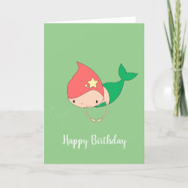 Cartão Ilusima Cotton Candy Mermaid Green Birday Card