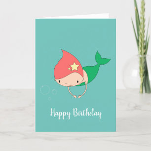 Cartão Ilusima Cotton Candy Mermaid Turquoise Aniversário