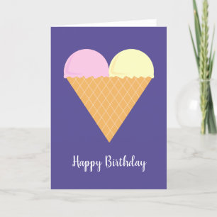 Cartão Ilusima Love Heart Ice-Cream Dark Purple Birthday
