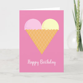Cartão Ilusima Love Heart Ice-Cream Pink Birthday Card