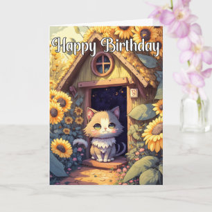 Cartão Ilustração Adorável de Gato de Gatinho