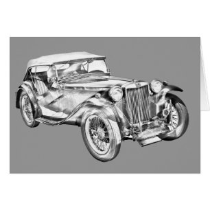 Cartão Ilustração antiga do carro de esportes do magné