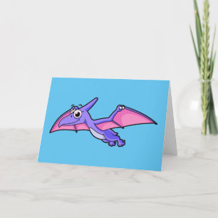 Cartão Ilustração Bela De Um Pterodactilo Voador.
