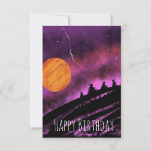 Cartão Ilustração Céu Tempestuoso Roxo Aniversário