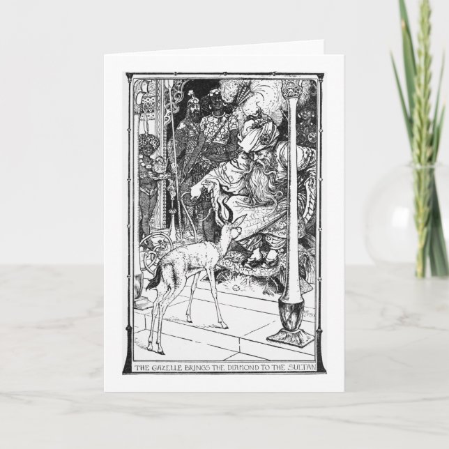 Cartão Ilustração Charming Vintage Gazelle e Sultan (Frente)