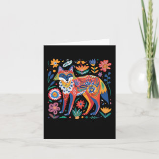 Cartão Ilustração Colorida Da Raposa Artística Com Itrato