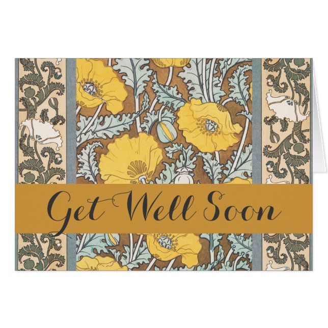 Cartão ilustração da arte da papoila flor amarela (Frente Horizontal)