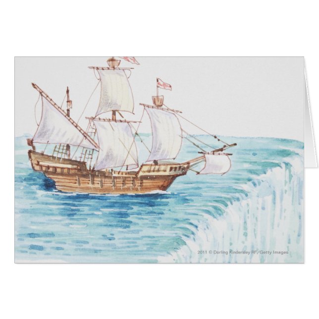 Cartão Ilustração da borda de aproximação do navio da (Frente Horizontal)