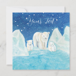 Cartão Ilustração da mãe de urso polar e dois filhotes