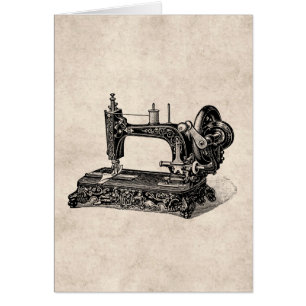 Cartão Ilustração da máquina de costura dos 1800s do