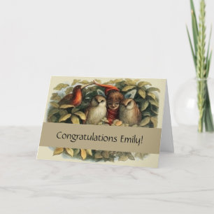 Cartão Ilustração da Natureza de Corujas e Fadas Elficas