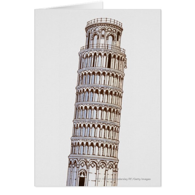 Cartão Ilustração da torre de Pisa (Frente)
