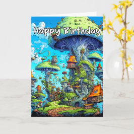 Cartão Ilustração da vila de cogumelo-Abstrato criativo