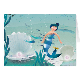 Cartão Ilustração das Sereias no Mar
