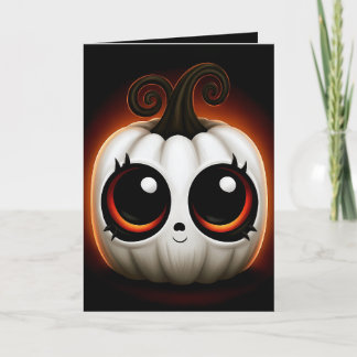 Cartão Ilustração de Abóbora Branca Fofa Kawaii de Hallow