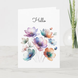 Cartão Ilustração de Aquarela do Buquê de Flores Bonito