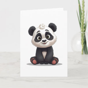Cartão Ilustração de Arte de Panda Sentado em Cartoon