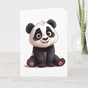 Cartão Ilustração de Arte de Panda Sentado em Cartoon