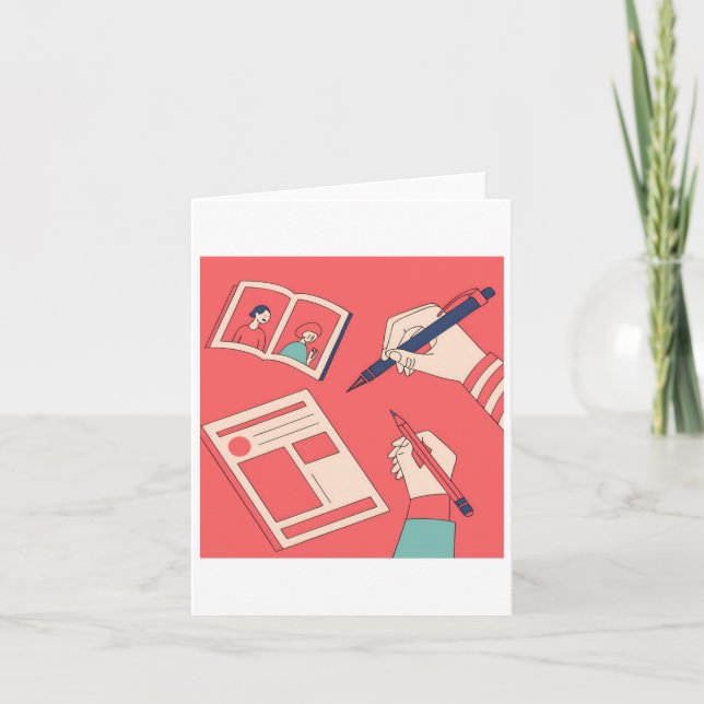 Cartão Ilustração de Arte Digital Expressiva escrevendo (Frente)