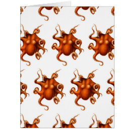 Cartão Ilustração de Arte Octopus Kraken Vintage
