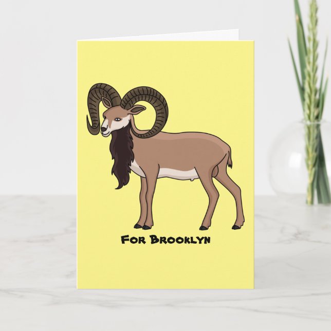Cartão Ilustração de cabra Mouflon (Frente)
