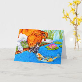 Cartão Ilustração de Cachorro Koi Kiss Boxer