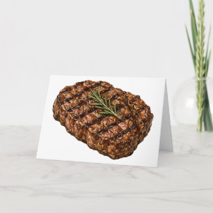 Cartão Ilustração de Carne Churrasco Bife Ribeye