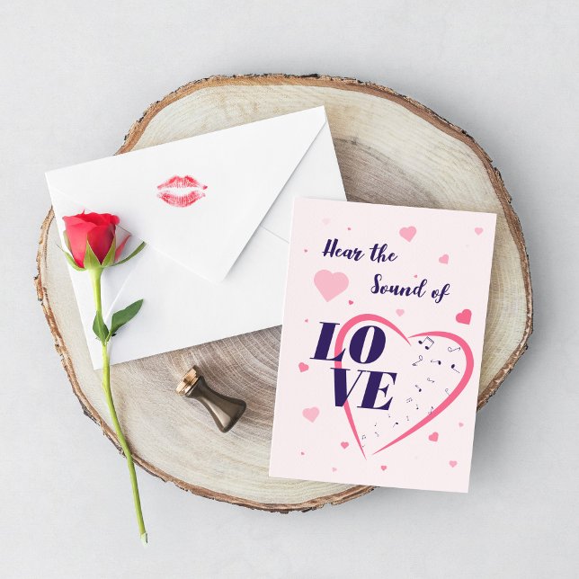 Cartão Ilustração de corações e notas musicais. (Criador carregado)