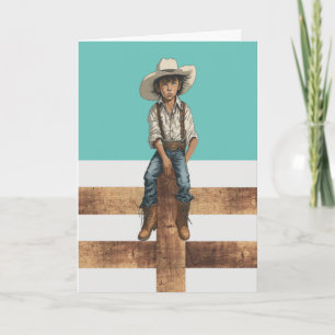 Cartão Ilustração de Cowboy de Ranço Ocidental – Estilo C