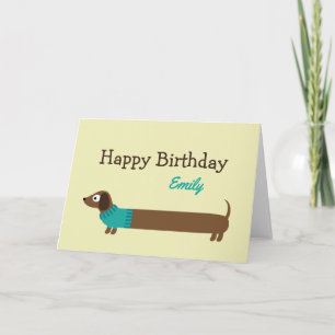 Cartão Ilustração de Dachshund Longo Cute