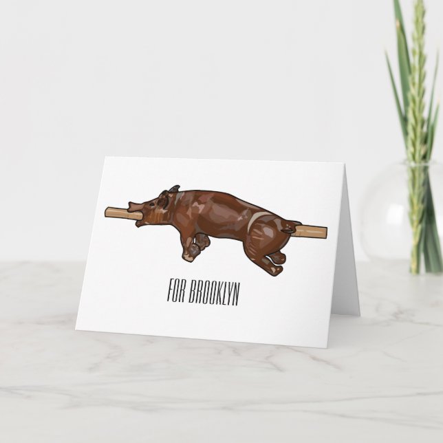 Cartão Ilustração de desenho animado assado/assado porcin (Frente)