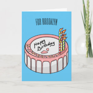 Cartão Ilustração de desenho animado de bolo de aniversár