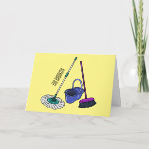 Cartão Ilustração de desenho animado de Broom & mop