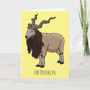 Cartão Ilustração de desenho animado de cabra Markhor