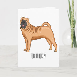 Cartão Ilustração de desenho animado de cão Shar-Pei chin