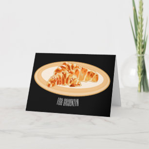 Cartão ilustração de desenho animado de croissant