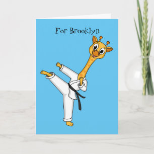 Cartão Ilustração de desenho animado de Kung Fu girafa