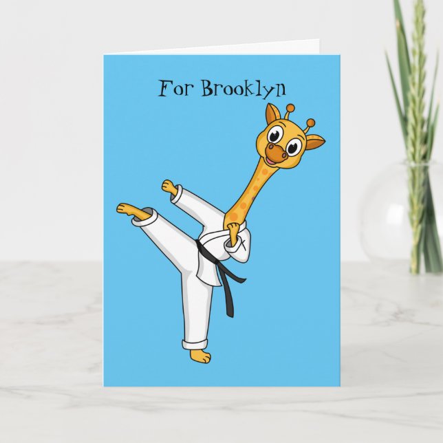 Cartão Ilustração de desenho animado de Kung Fu girafa (Frente)