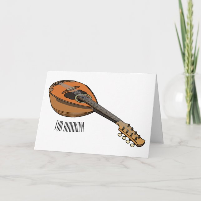 Cartão Ilustração de desenho animado de Mandolin (Frente)