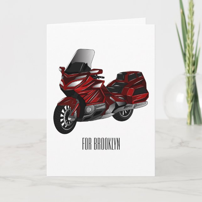 Cartão Ilustração de desenho animado de motocicleta em tu (Frente)