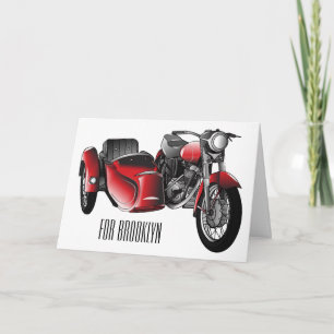 Cartão Ilustração de desenho animado de motociclo Sidecar