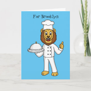 Cartão Ilustração de desenho animado do chef de leão