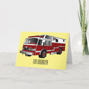 Cartão Ilustração de desenho animado do motor de incêndio