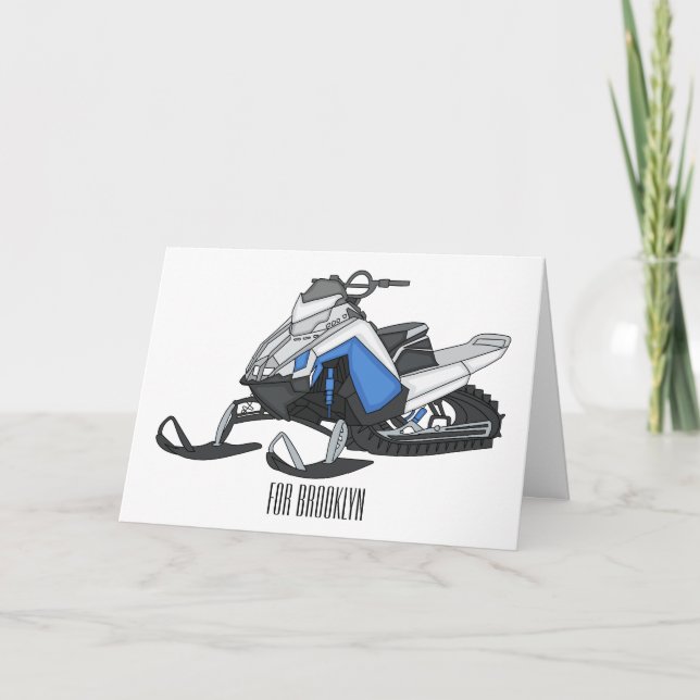 Cartão Ilustração de desenho animado Snowmobile (Frente)