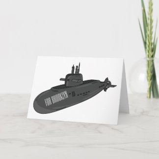 Cartão Ilustração de desenho animado submarino