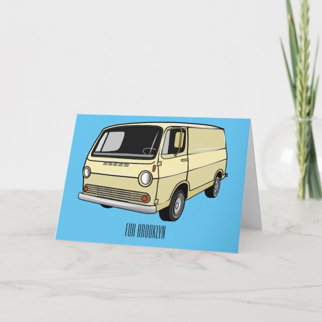 Cartão Ilustração de desenho da van clássica (Frente)